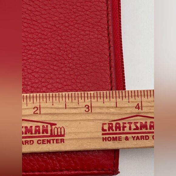 Fossil Multifunction Wallet Red Leather Zippered Trifold Gray Interior EUC - Picture 13 of 16